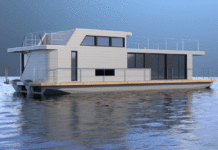 Drei Luxus-Hausboote sollen pro Jahr auf der Yacht- und Bootswerft Rathje in Kiel-Friedrichsort entstehen